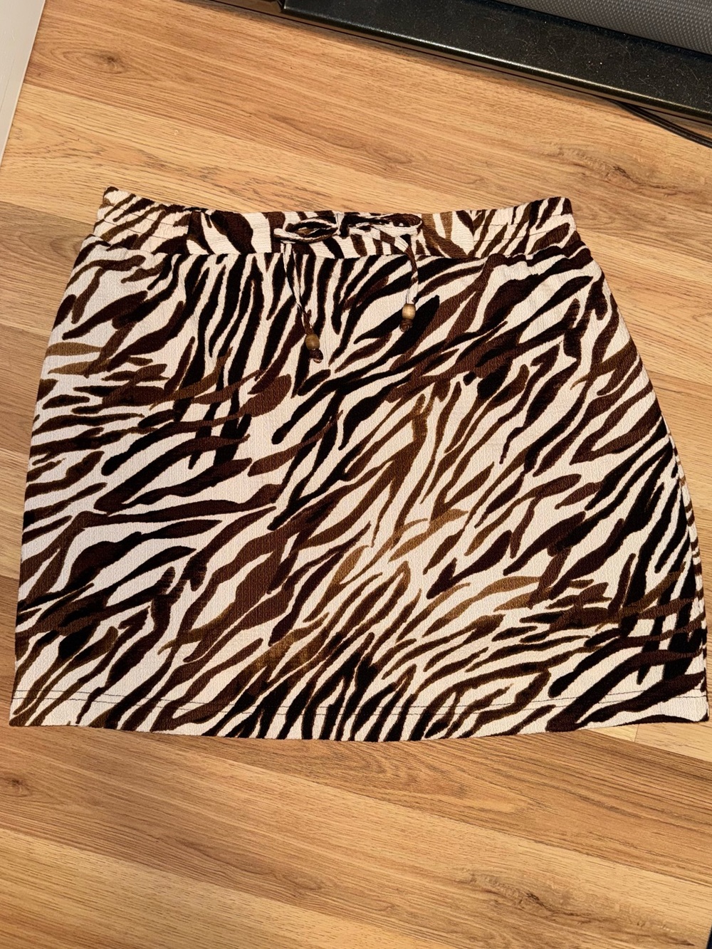 Women’s Brown Zebra Print Drawstring Skort